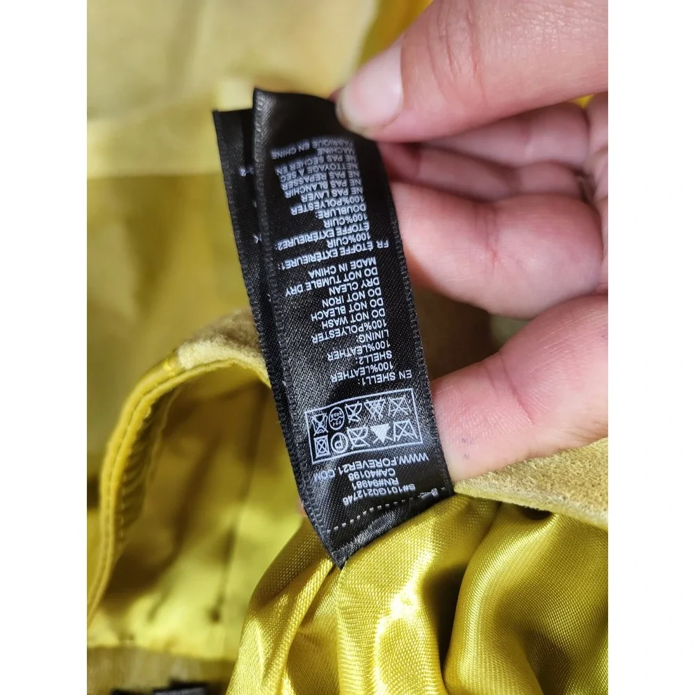 Vintage Forever 21 Mustard Yellow Leather Patchwork Mini Skirt Size M